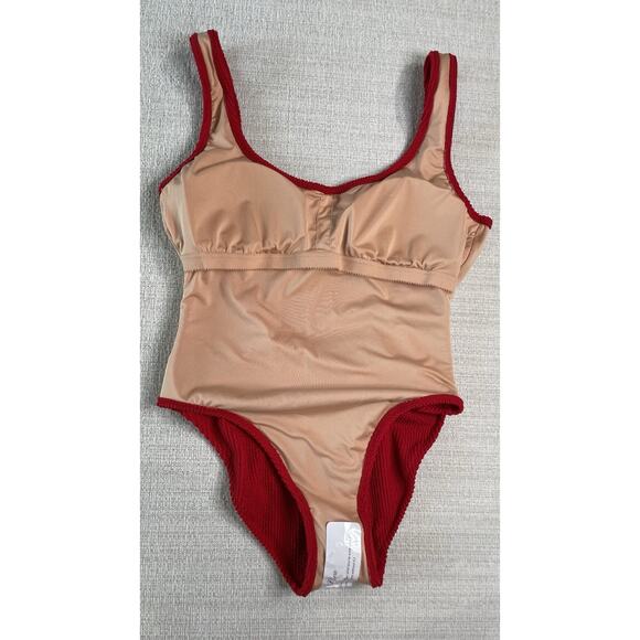 NWT J Crew Swimsuit Venetian Red Textured Scoopneck One Piece Swim Suit Size 8 - Picture 8 of 16
